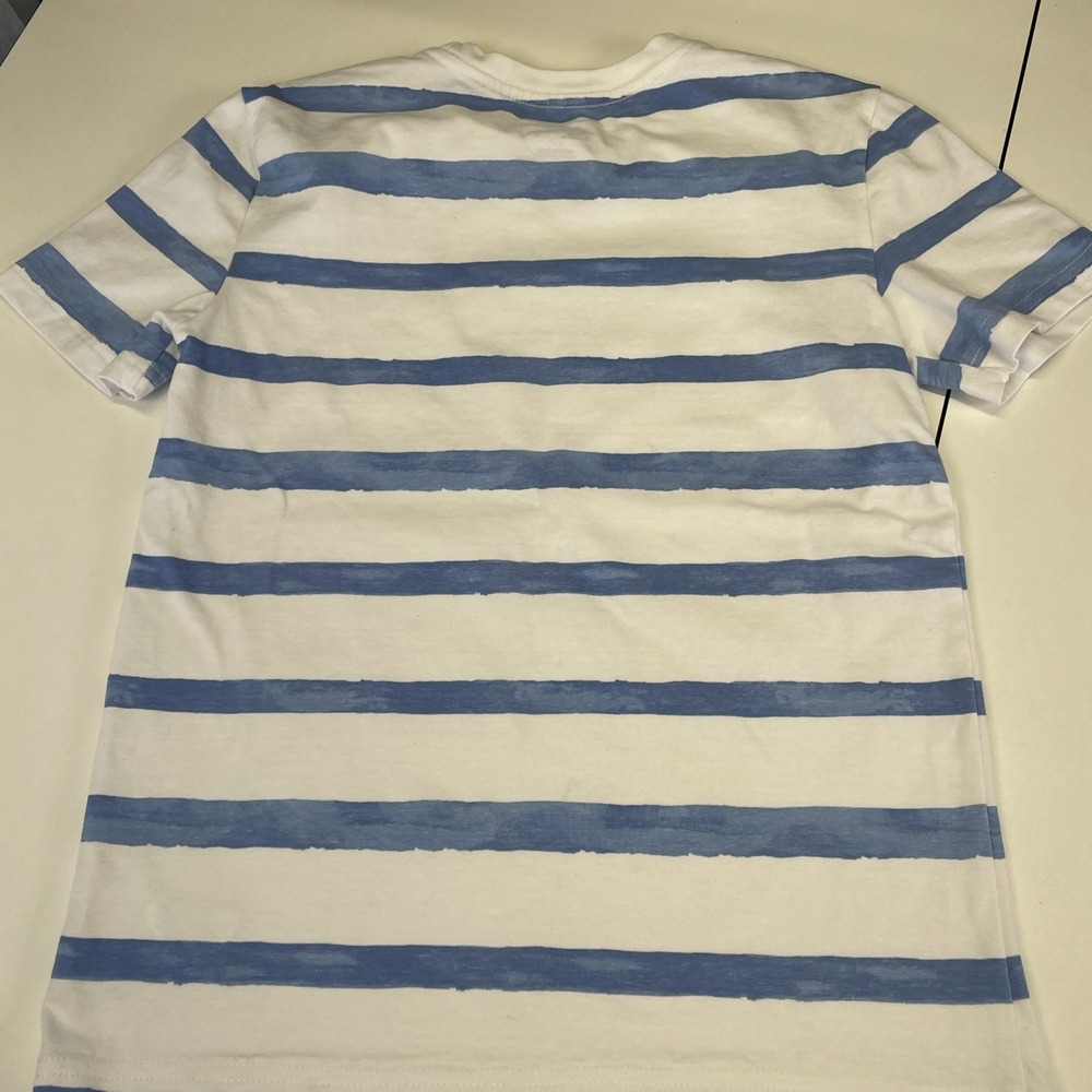 Tommy‎ Bahama Shirt Boys Youth White Blue Striped Casual Cotton T Shirt M 7/8 - Picture 4 of 5